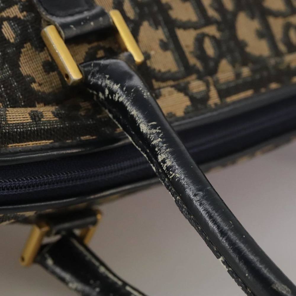 Christian Dior Trotter Canvas Hand Bag Navy Gold Auth 104738 - Picture 8 of 16